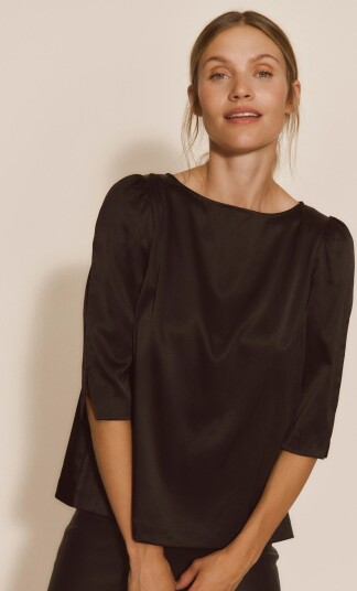 Rosemunde Rwjade Silk 3/4 S Boatneck Blouse Black 38