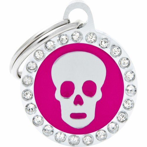 Kattinorge Myfamily Glam Strass ID-merke med hodeskalle Rosa