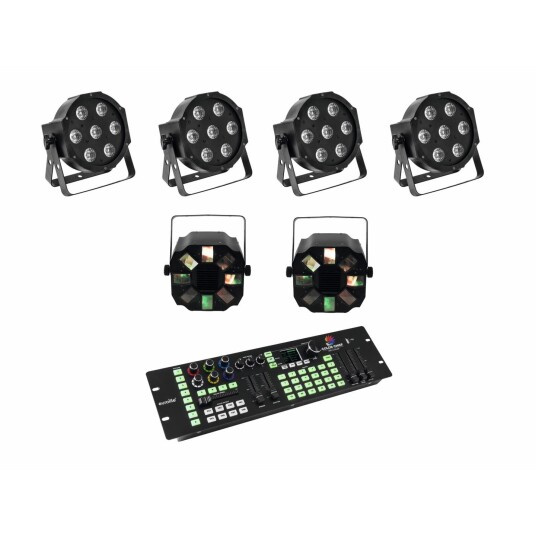 EuroLite Set 4x Led Sls-7 Hcl Floor & 2x Led Fe-700 & Color Chief Dmx Led Ctrl.