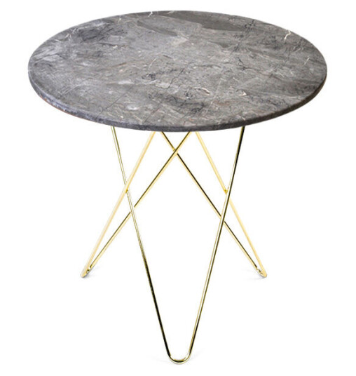 Ox Denmarq Tall Mini O Table salongbord marmor grå, messingstativ