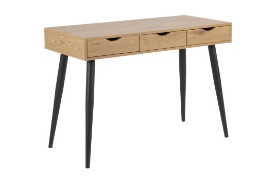 Citysea Skrivebord 110 cm med Oppbevaring 3 Skuffer Beige/Svart