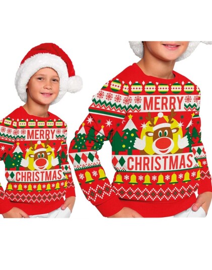 "Merry Christmas" Julegenser med Forskjellige Julemotiver til Barn Strikkegenser