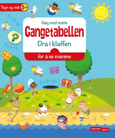 Gangetabellen. Dra i klaffen for å se svar. Tegn og visk 5+