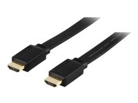 DELTACO HDMI-1030F - HDMI-kabel med Ethernet - HDMI hann til HDMI hann - 3 m - svart - flat DELTACO HDMI-1030F - HDMI-kabel med Ethernet - HDMI hann til HDMI hann - 3 m - svart - flat