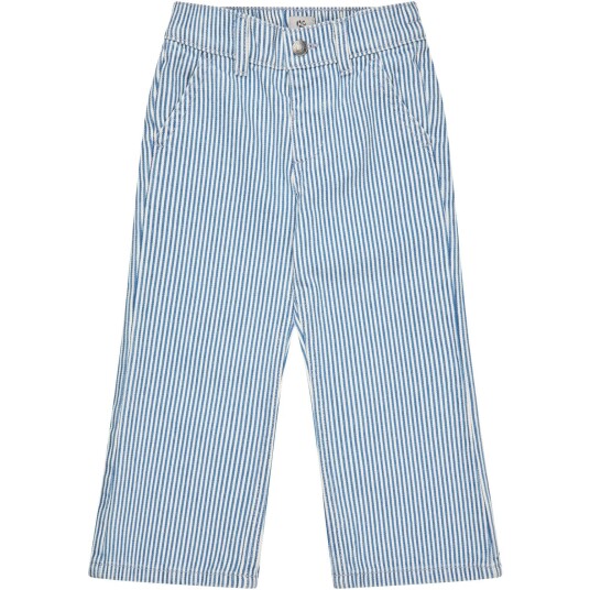 COPENHAGEN COLORS Denim Blue Stripe Y/D Twill Pant W. Wide Leg Og Embroidery 110
