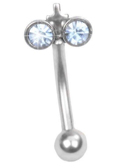 Utgått Øyenbrynspiercing med Lys Blå Stener og Kors 1.2 x 8 mm