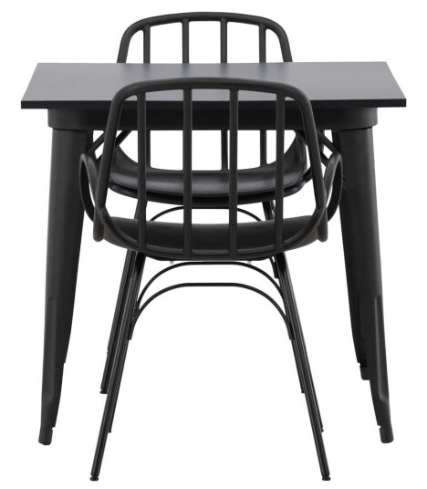 Venture Design Tempe & Dyrön spisegruppe Svart/svart 2 stoler & bord 80 x 80 cm