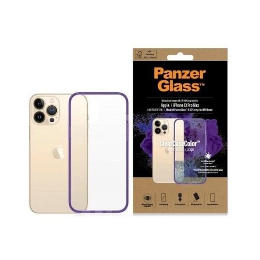 PanzerGlass iPhone 13 Pro Max Antibakteriell ClearCase Limited Edition Grape Mobildeksel