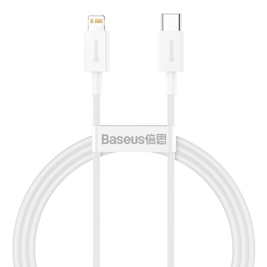 Baseus USB-C til Lightning Kabel 20W PD 1m Hvit