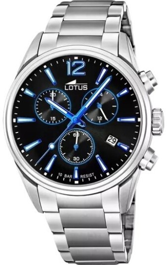 Lotus Herreklokke 18690/6 Classic Sort/Stål Ø42 mm