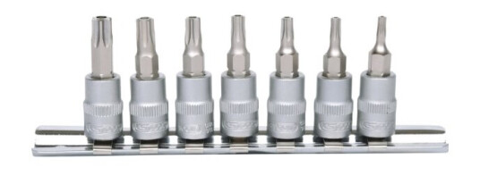 Ks Tools 911.1460, Støpselsett, 1/4", 7 Hoder, Kromvanadiumstål, Din 3120, Iso 1174, 160 G