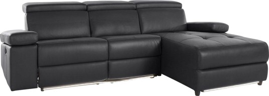 Hjørnesofa 3 seter Rayland Svart PU Høyre Manuell Recliner Svart PU Høyre Manuell Recliner