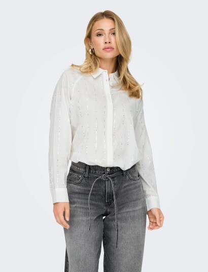 ONLY Onlminna Grace Ls Detail Shirt Wvn   White   L