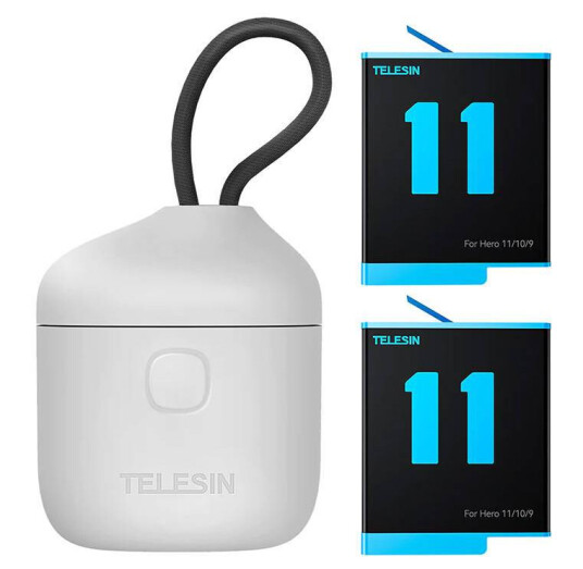 Telesin Allin vanntett ladeboks med 3 spor for GoPro Hero 9/10/11 inkl 2 batterier