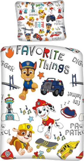 Licens Sengetøy Paw Patrol sengetøy Favorite things 2 i 1 design Sengetøysett i 100% bomull Licens Sengetøy Paw Patrol sengetøy Favorite things 2 i 1 design Sengetøysett i 100% bomull