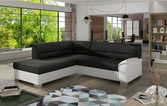 Seksjon Eltap Bergen 247x214x83 cm Sawana 14 Soft 17 Svart Hvit Venstre