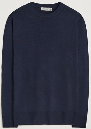 Canali Merino Wool Crew Neck Navy Canali Merino Wool Crew Neck Navy