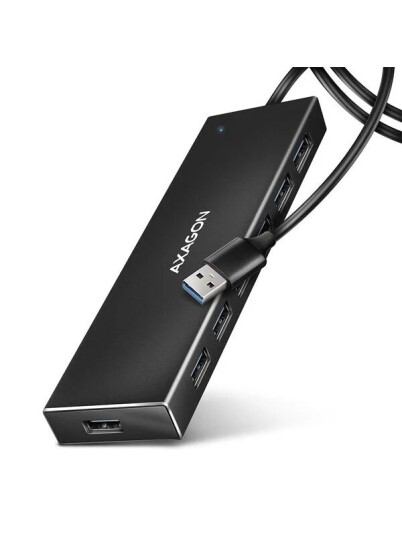 AXAGON USB A Flat Hub 1m Black HUE F7A