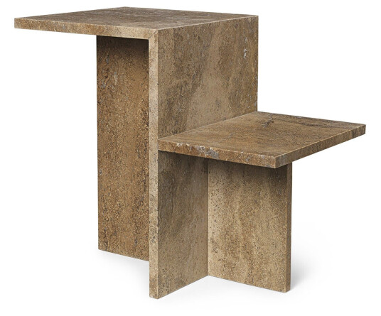 Ferm Living - Distinct Side Table - Dark Brown Travertine - Sideboards Og Skjenker - Brun - Naturlig Materiale