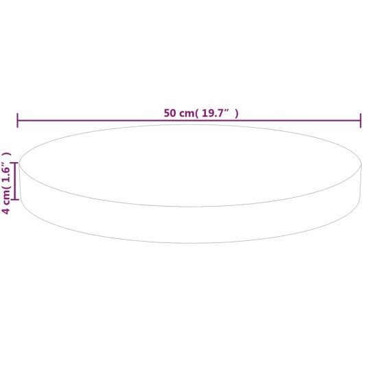  Rund bordplate Ø50x4 cm ubehandlet heltre eik 342909