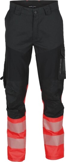BS Gjøvik Stretch Servicebukse, kl.1 Unisex, Str. 54, Sort/Rød, HiVis