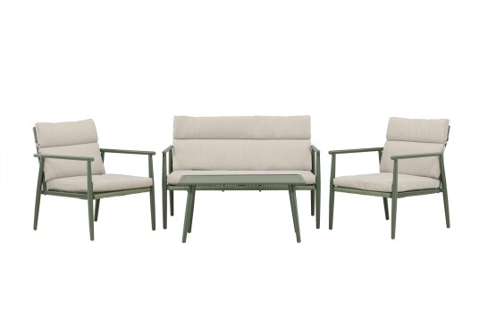 Venture Design Mazzaro sofagruppe Grønn 2 seters sofa 2 lenestoler og bord 90 x 52 cm Green