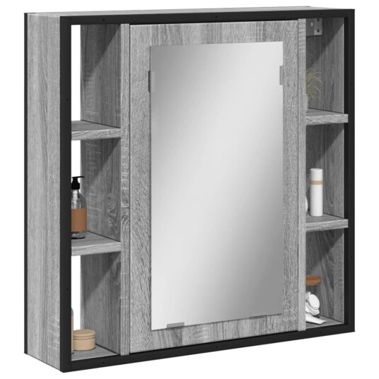Vidaxl Baderomsskap med speil grå sonoma 60x16x60 cm konstruert tre 842429 Vidaxl Baderomsskap med speil grå sonoma 60x16x60 cm konstruert tre 842429