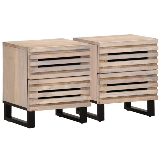 Nattbord 2 stk 40x34x46 cm heltre bleket mango 377433