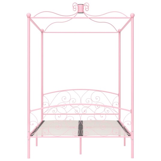 vidaXL Himmelsengeramme rosa metall 140x200 cm
