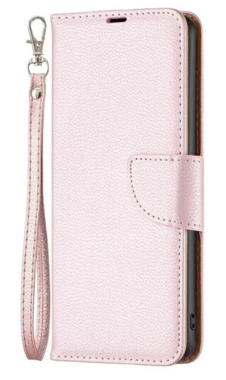 INCOVER Samsung Galaxy A15 (5G) / A15 PU Litchi Skin Flip Deksel med Lommebok & Stropp - Rose Gold