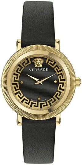 Versace Dameklokke VE7F00323 Greca Sort/Lær Ø35 mm