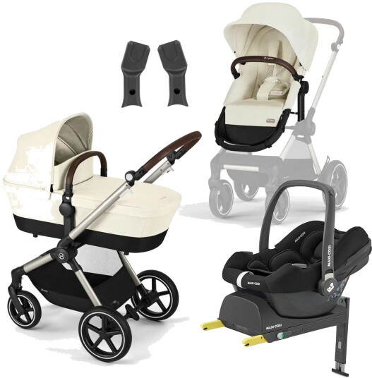 Cybex EOS Lux Duovogn inkl. Maxi Cosi CabrioFix &  Base Taupe/Seashell Beige