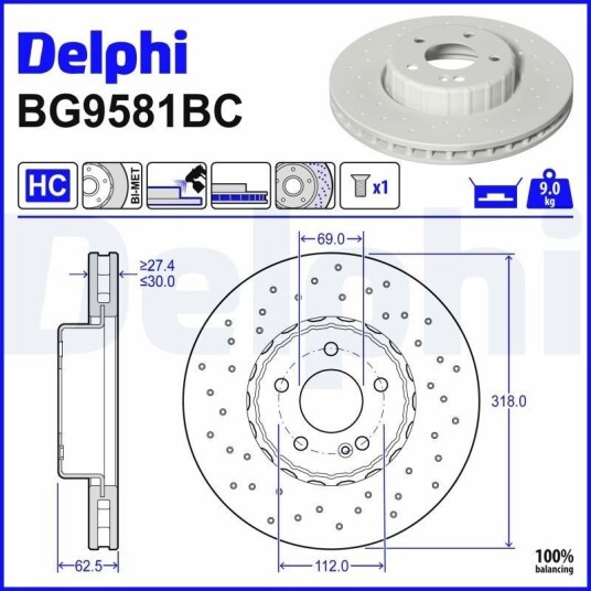 DELPHI BG9581BC Bremseskive