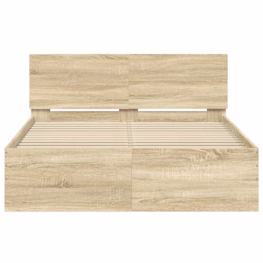 vidaXL Sengeramme med hodegavl sonoma eik 120x200 cm 8721012247093