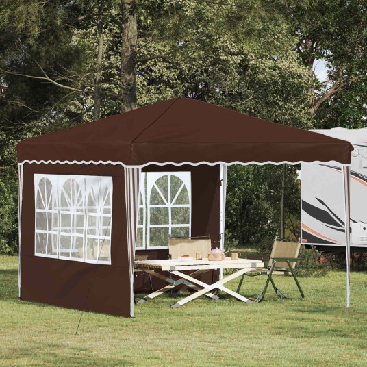 vidaXL Pop-up Festtelt 288 x 288 x 245 cm Brun Oxford Stoff
