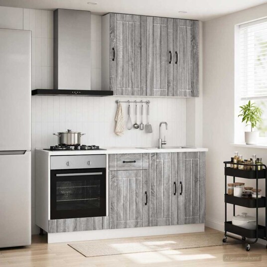 vidaXL Kjøkken enhet LUCCA 5 pcs Grå Sonoma Konstruert tre
