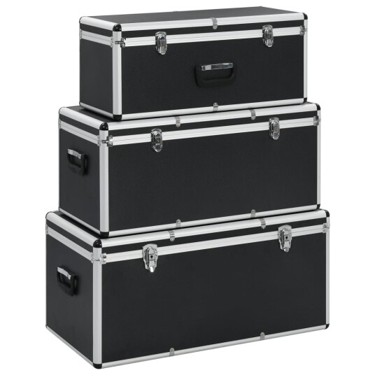 Vidaxl Oppbevaringskasser 3 Stk Svart Aluminium Vidaxl Oppbevaringskasser 3 Stk Svart Aluminium