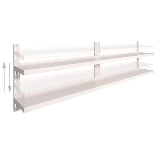 vidaXL Flytende vegghyller 2 niv?er 2 stk rustfritt st?l 300x30 cm vidaXL Flytende vegghyller 2 niv?er 2 stk rustfritt st?l 300x30 cm