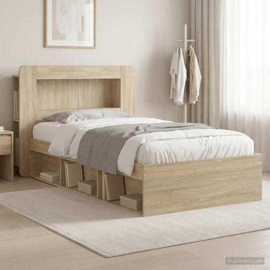  Sengeramme med oppbevaring Sonoma eik 75 x 190 cm