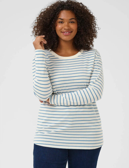 Kaffe Curve Kcwinni Ls T-Shirt - Blue - L Kaffe Curve Kcwinni Ls T-Shirt - Blue - L