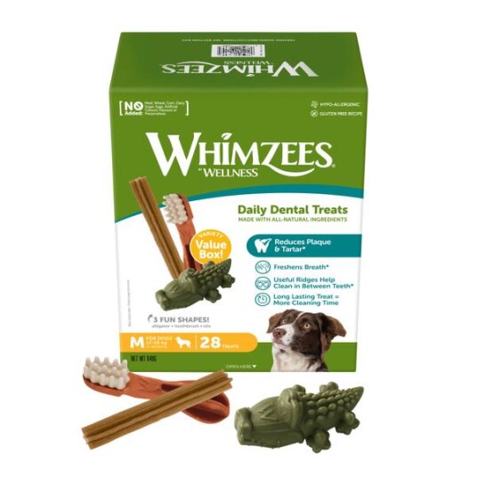 Whimzees Medium Variety Snacks 28 stk - Tannpleie for Hund