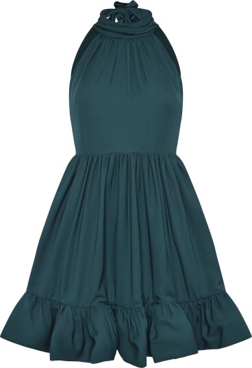 Malina Fern Halterneck Ruffled Mini Dress   Green   40