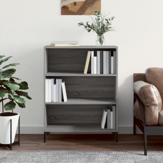 vidaXL Bokhylle gr? sonoma 69,5x32,5x90 cm konstruert tre vidaXL Bokhylle gr? sonoma 69,5x32,5x90 cm konstruert tre