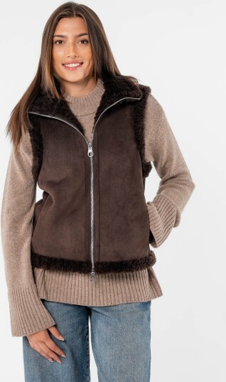 Løøv Erica Shearling Vest Brun L Løøv Erica Shearling Vest Brun L
