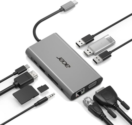 Acer HP.DSCAB.002 USB-C Dokkingstasjon HDMI RJ45 Sølv Acer HP.DSCAB.002 USB-C Dokkingstasjon HDMI RJ45 Sølv