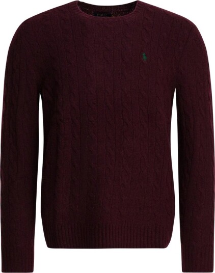 Ralph Lauren Polo Wool/Cashmere Cable Crew Neck Aged Wine Heather
