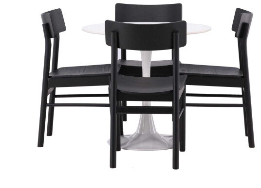 Venture Design Hamden & Montros spisegruppe Beige/svart 4 stoler & bord 80 cm