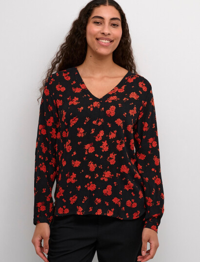 Kaffe Kaamber Blouse Ls Printed - Black - 40
