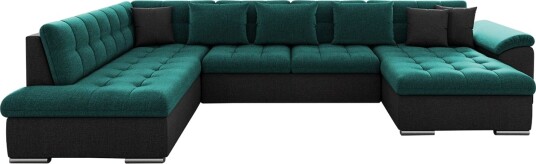 Dynir Sofa med Sjeselong og Divan 4 seter   Svart/Grønn