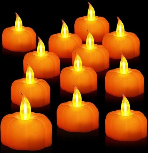 Halloween Batteridrevne LED-Gresskartelys 12 stk